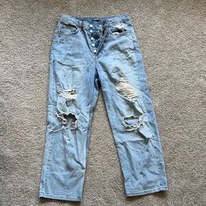 Wild Fable Distressed Light Blue Button-Fly Jeans